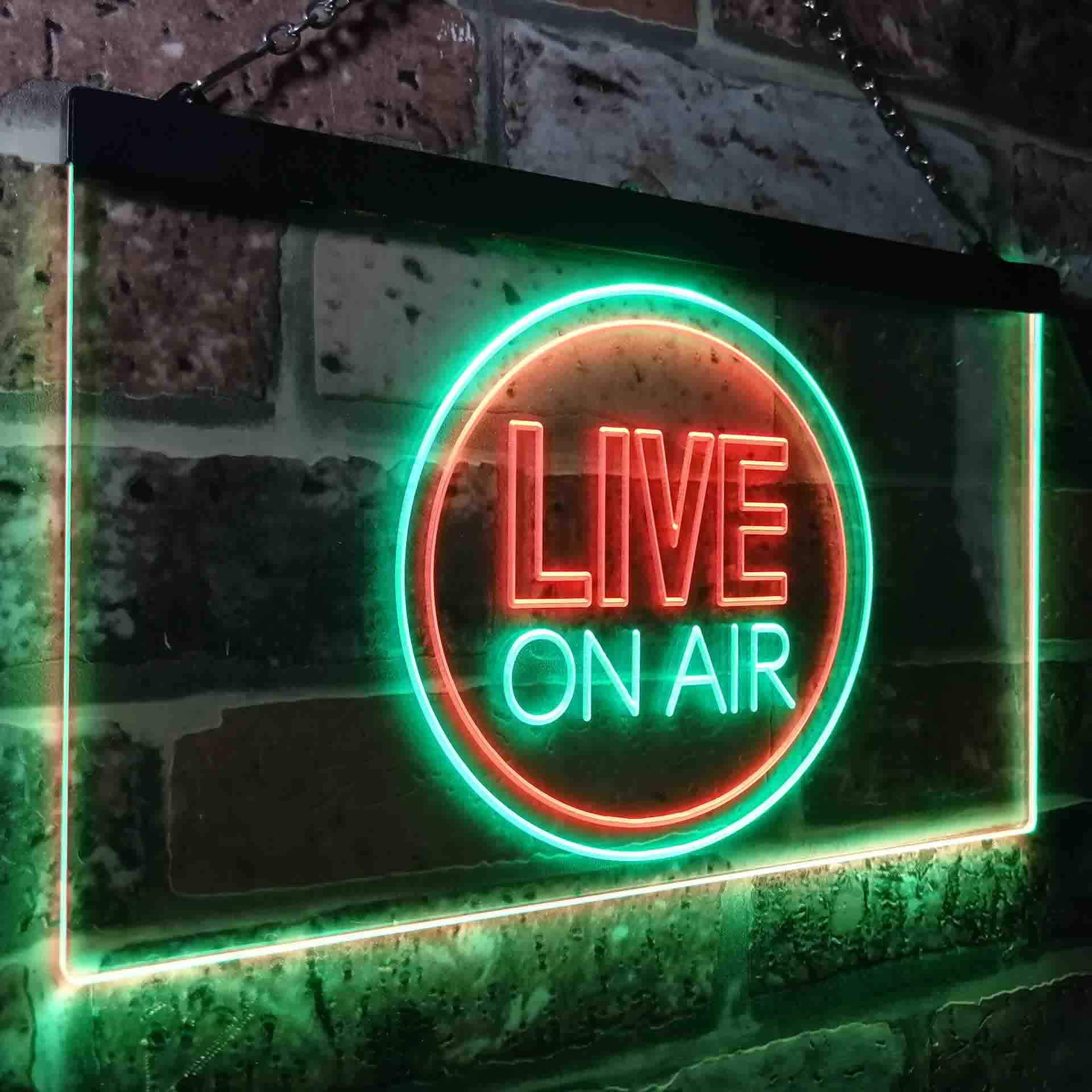 Live On Air Circle Display Dual Color LED Enseigne Lumineuse Neon Sign Vert et rouge 600 x 400mm st6s64-i3572-gr