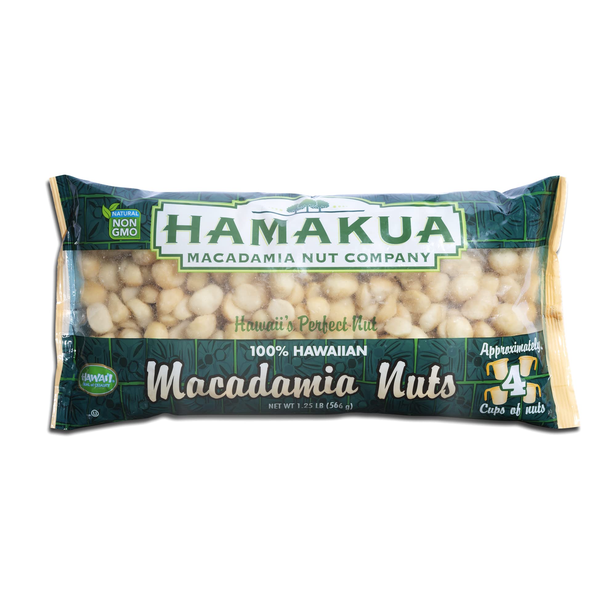 Hamakua Macadamia Nuts - No Salt Baking Macadamias (1.25 lb) - Natural Eco-Friendly Large Hawaiian Grown Dry Roasted Half and Whole Macadamias