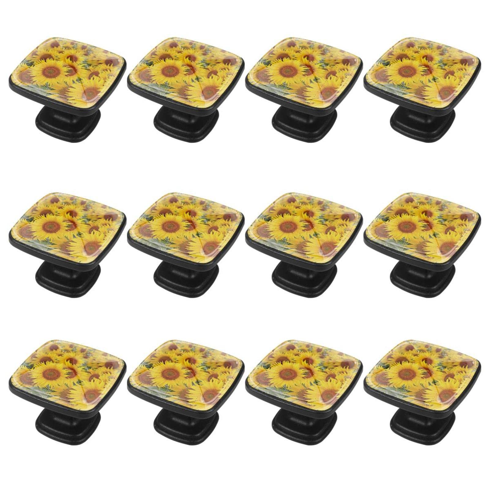 Tournesol artistique boutons d'armoire lot de 12 poignées pour une déco chaleureuse