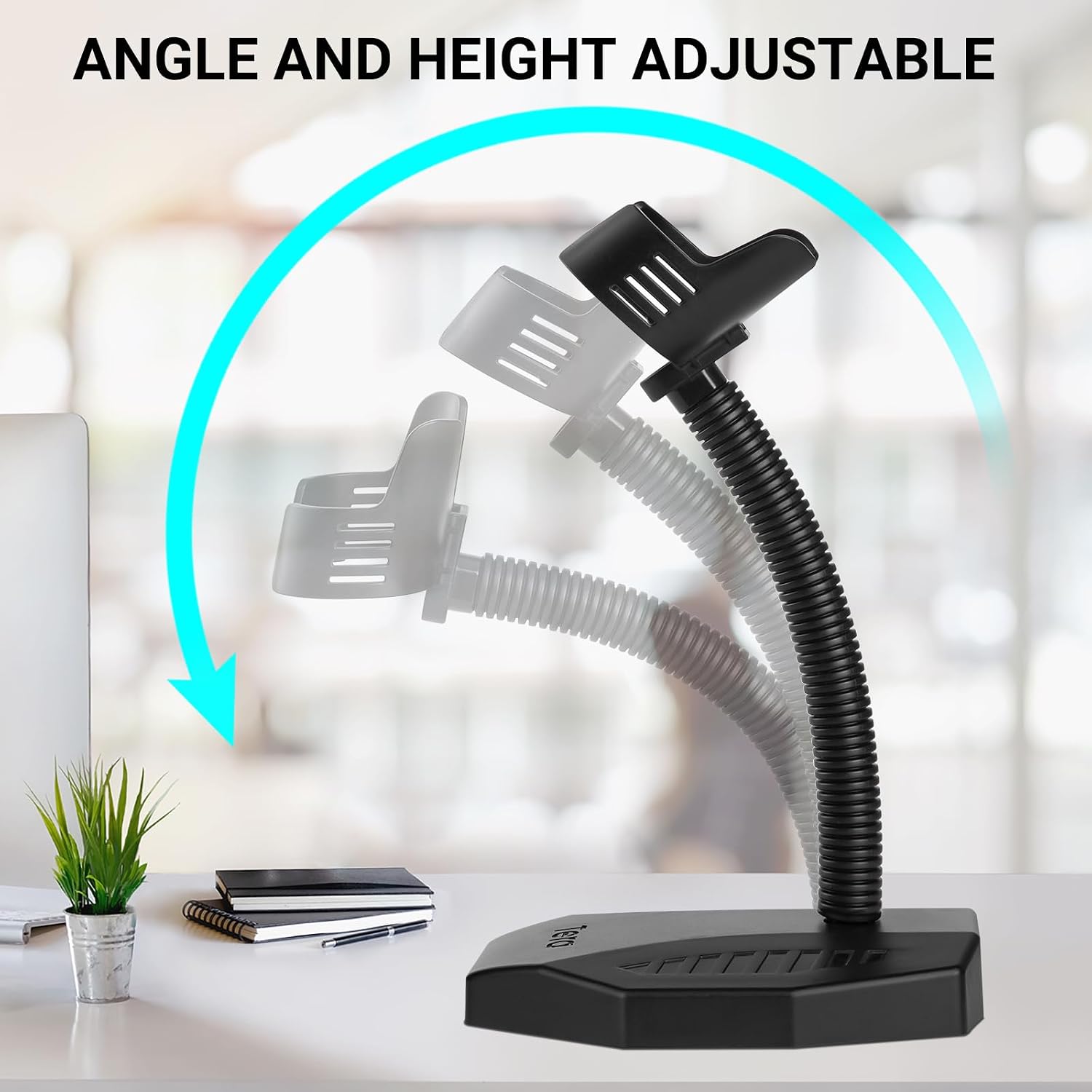Tera Barcode Scanner Stand Universal: Adjustable Wall-Mount Holder, 1 Pack | Industrial Level Plastic, Non-Slip Base with Compartment, Adjust Angle and Height, Easy to Install, Retail Warehouse Library