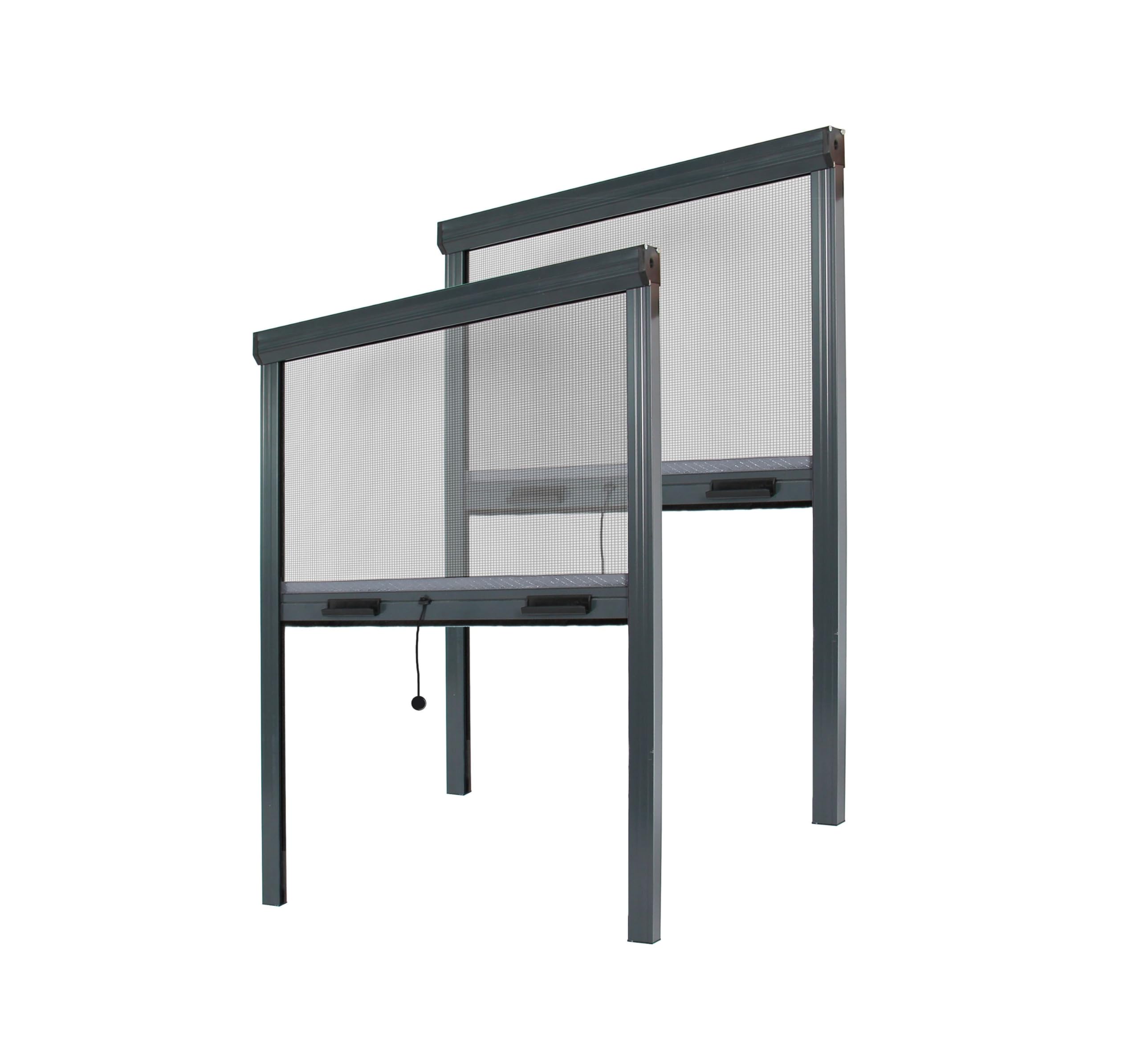 Store moustiquaire fenêtre alu recoupable (largeur x hauteur) -​protection insecte ajustable (Gris Anthracite Ral 7016, lg 1500 mm x ht 1600 mm (lot de 2))