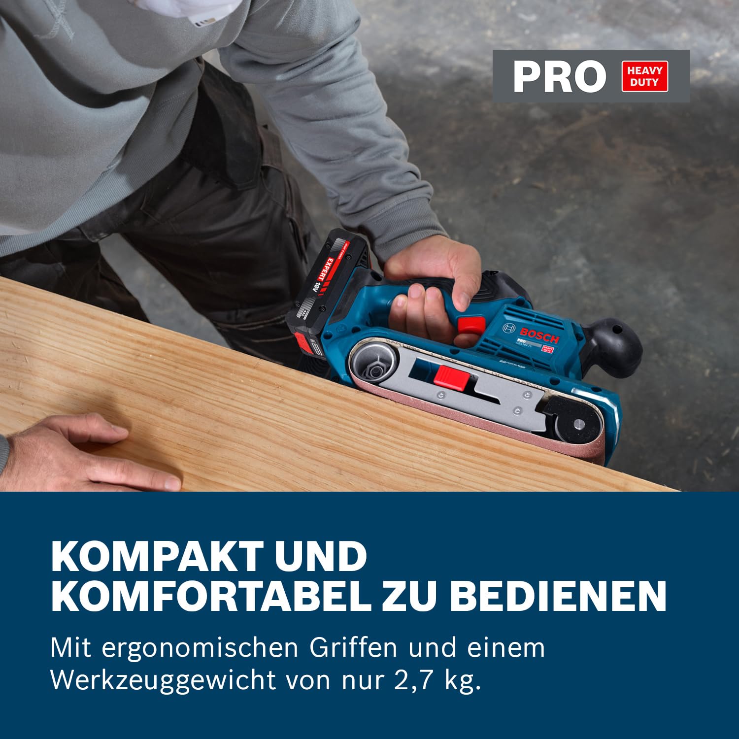 Bosch PRO 18V System Akku-Bandschleifer GBS18V-75 (inkl. 80er Gitterschleifband, Staubbeutel)