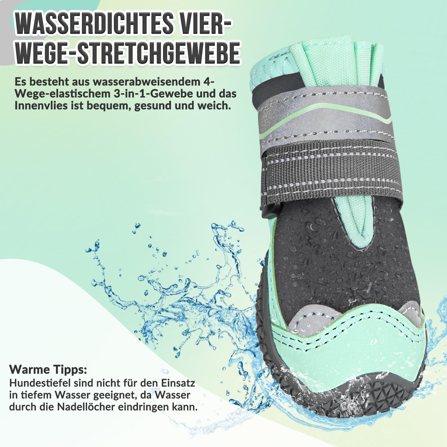SlowTon Hundeschuhe Pfotenschutz, 4 Stück wasserdichte Hunde Schuhe Outdoor mit Rutschfester Sohle, reflektierendem Klettverschluss Hundestiefel für kleine mittlere große Hunde Winter