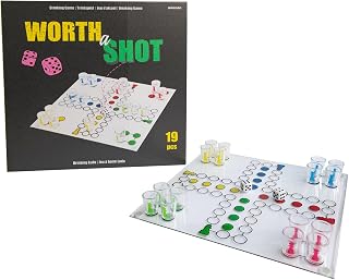 Amscan - Trinkspiel Drinking Ludo, 1 Spielbrett, 16 Gläser, 2 Würfel, Saufspiele, Partyspiel