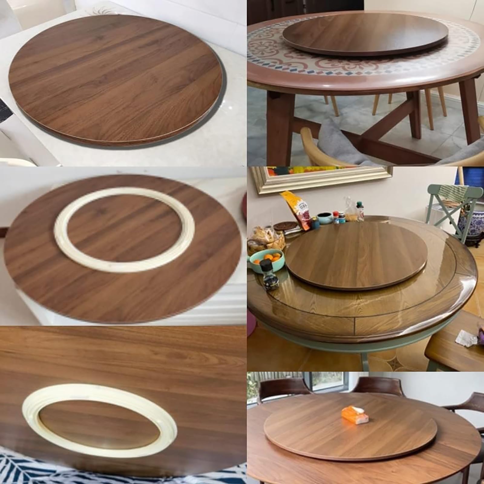 Grande vassoio da portata in legno bianco Lazy Susan, robusto piatto girevole rotondo per tavolo da pranzo e cucina, vassoio rotante resistente per uso domestico e alberghiero