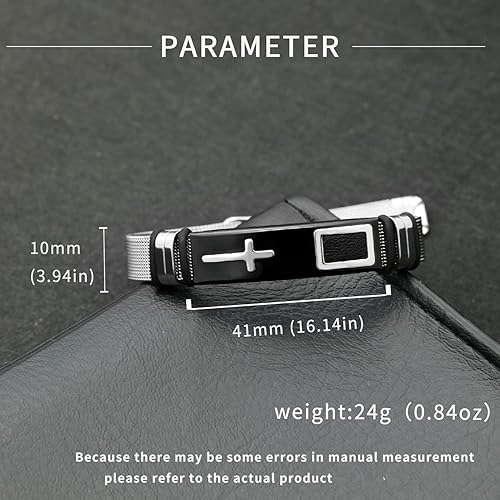 Miniatura 3 de 2025 ULtimate Mens bracelet,Black bracelets for men,Stylish Adjustable Cross Stainless Steel Mesh Chain Wrist Band men's jewelry braclets for