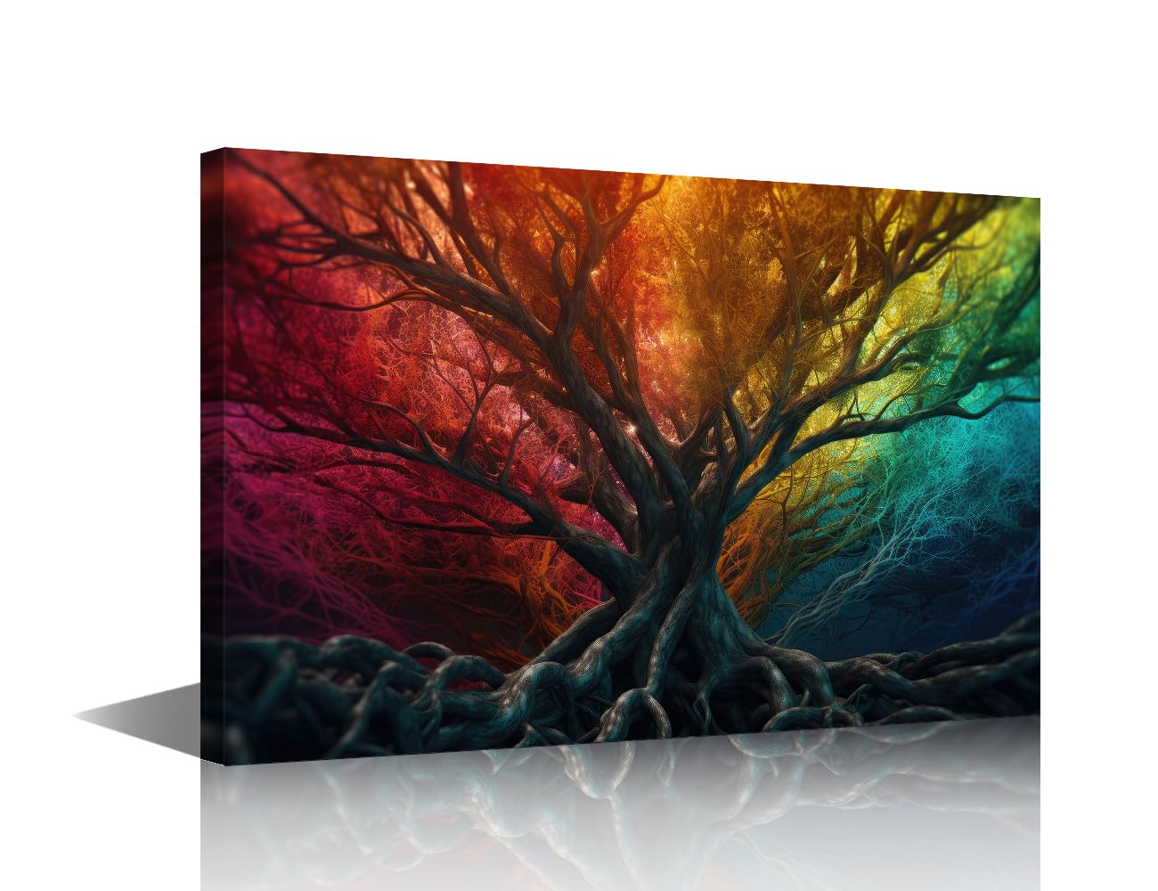 Wall Art for Bedroom 1Piece Canvas Wall Art Science Fiction Art Poster Posters Modern Art Artistic Colorful Tree Prints Wall Decor for Living Room Framed Wall Art Gallery-wrapped Ready to Hang 18x12in