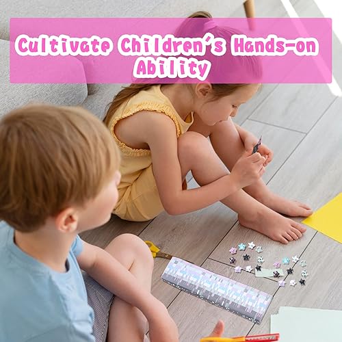 Miniatura 5 de 540 hojas de tiras de papel de estrella, trébol de la suerte de cuatro hojas de la suerte, decoración de tira de origami, papel plegable para