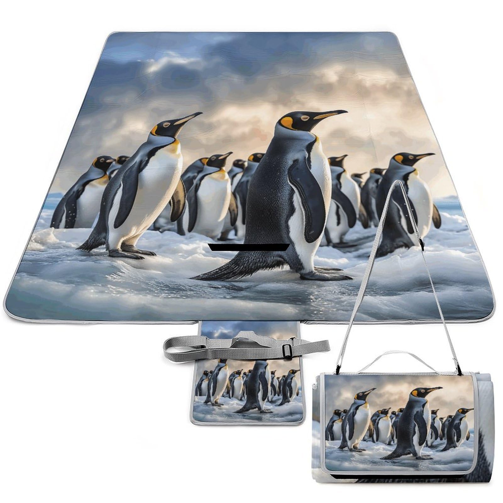 Tappetino pieghevole con pinguino marino, superficie impermeabile, facile da pulire, coperta da viaggio, per campeggio primaverile ed estivo