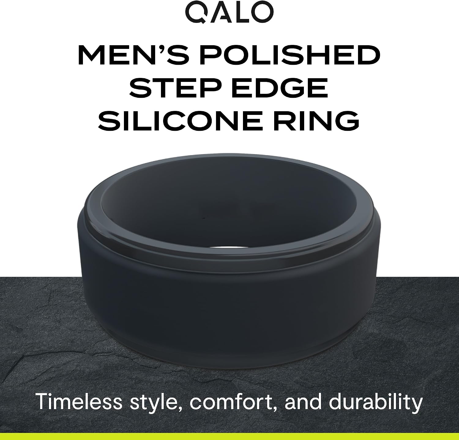 QALO Silicone Ring for Men, Flexible Skin-Friendly Rubber Design, Durable Heat Resistant Silicone Material – Men's Wedding Band with Comfortable Fit for Work, Training, Gym & Everyday Wear