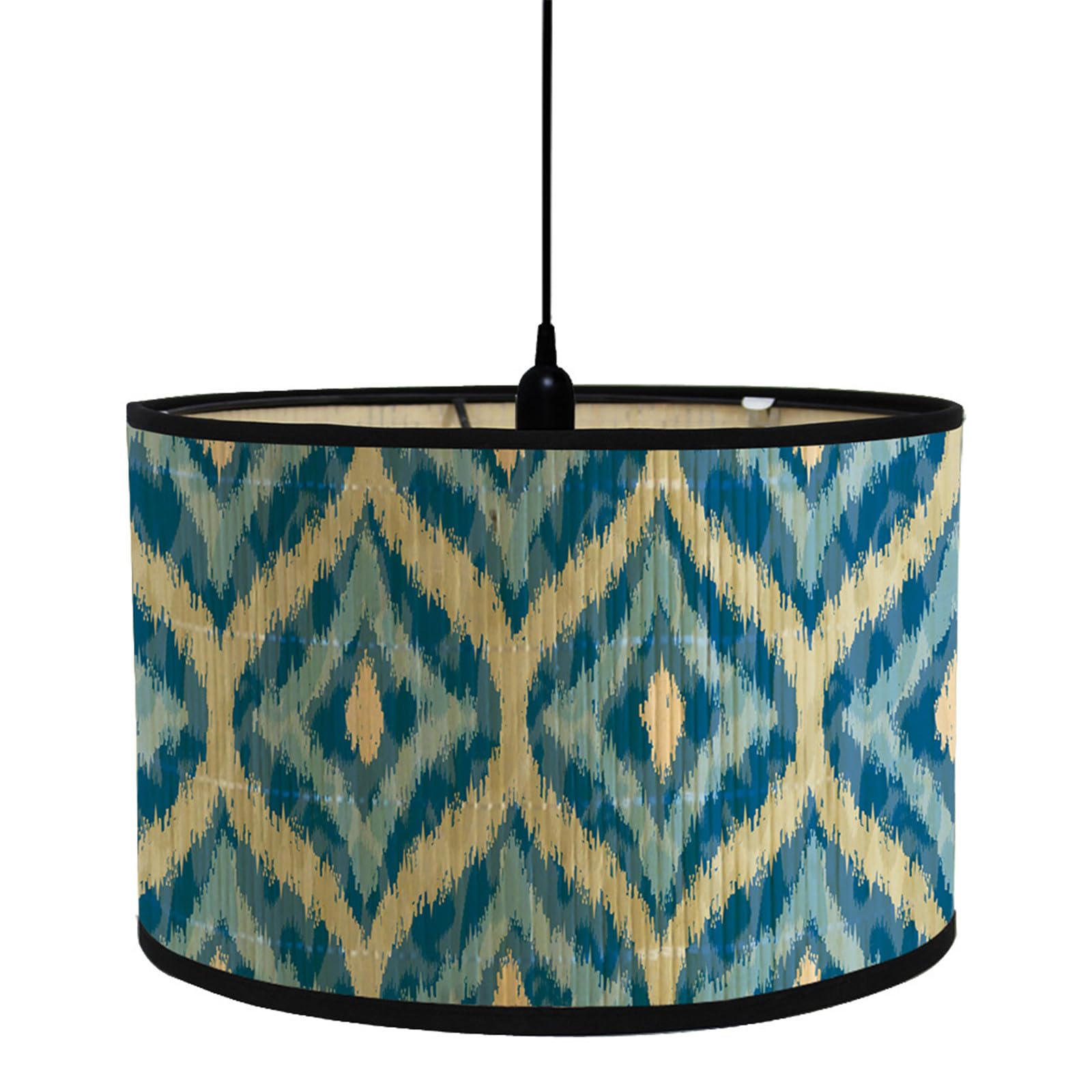 FANSU Round Drum Light Shade for Table Lamp, Modern Yellow Blue Pendant Lampshades Easy Fit for Living Rooms, Bedroom, Hallways, Reading Room (Light Blue,30x30x20cm)
