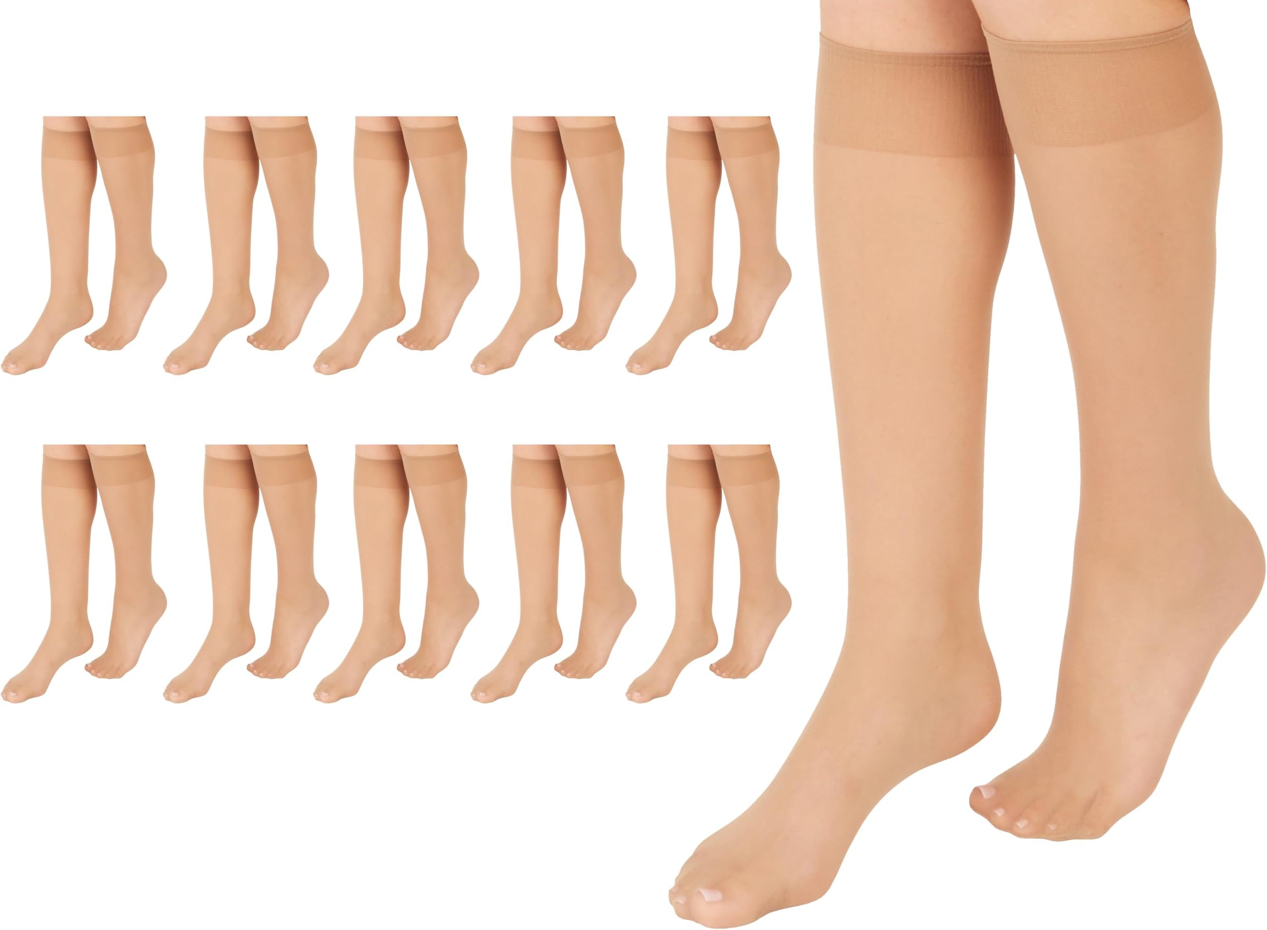 L'eggs Everyday Women's Sheer Toe 100% Nylon Knee High Stockings