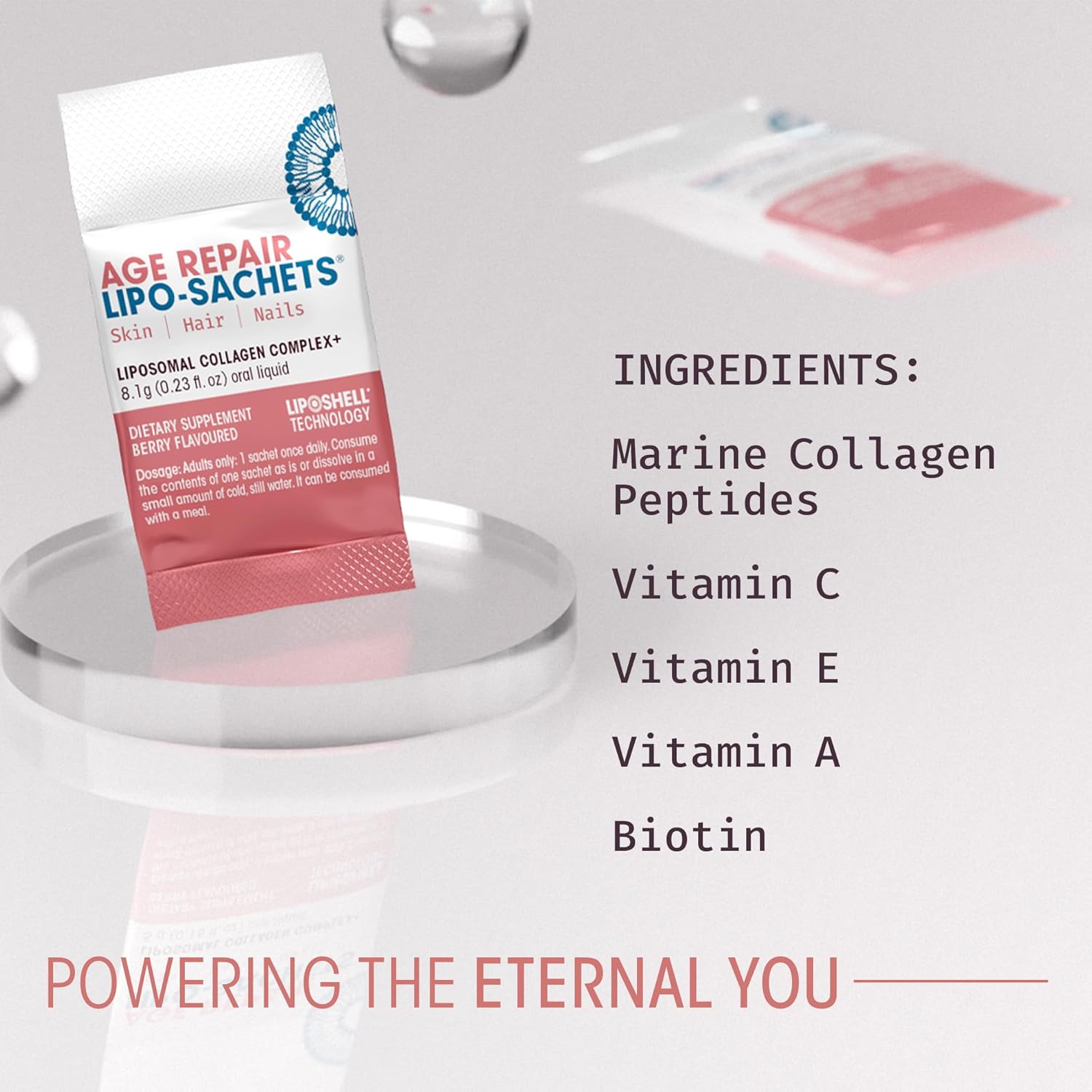 AFT Pharmaceuticals Age Repair Lipo-Sachets Liposomal Collagen Skin Supplement - Liquid Collagen Peptides to Support Skin Firmness, Elasticity