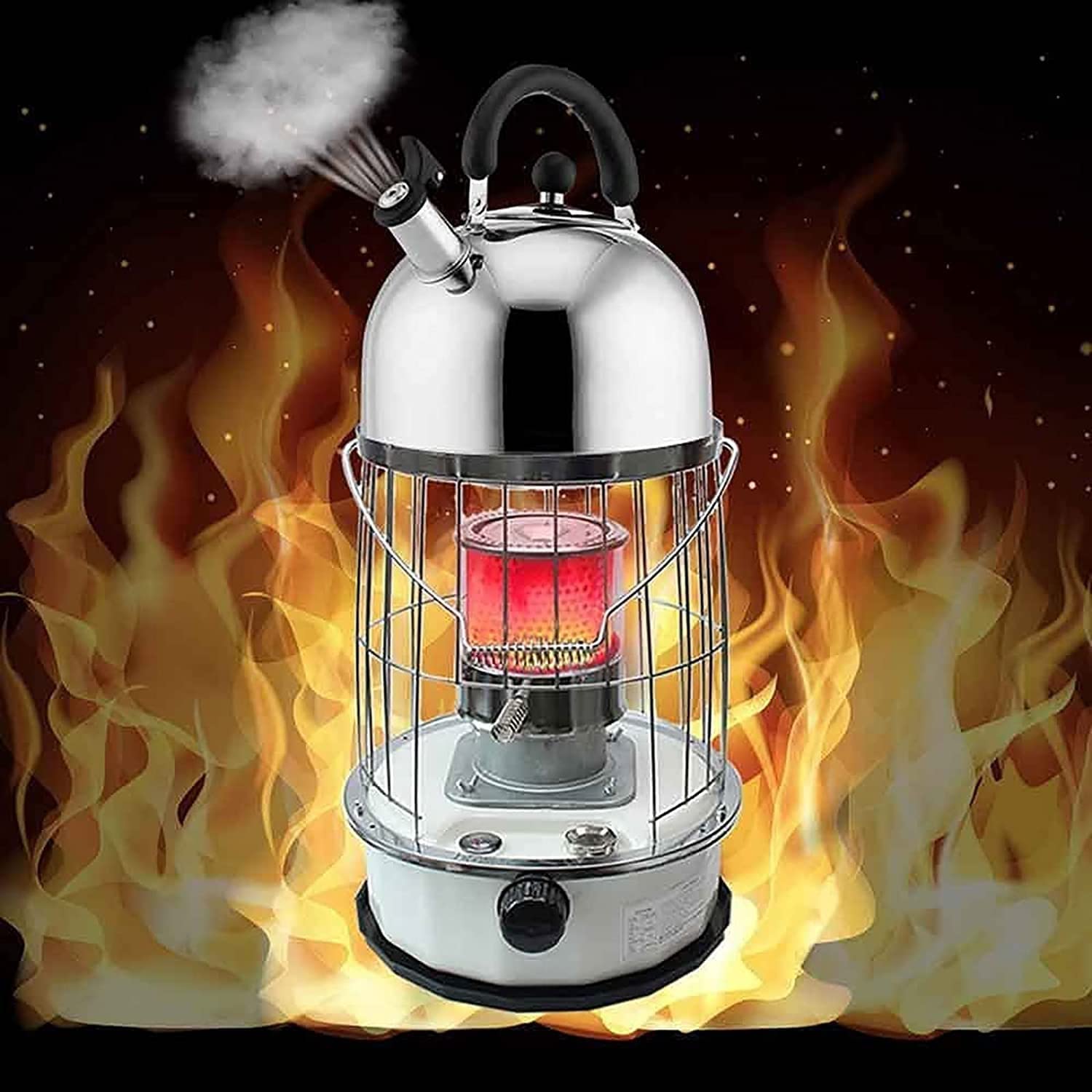 Poele A Petrole D'intérieur, Poele Au Kerosene, Chauffage De Poêle À Pétrole, 9000 BTU/H avec Protection Contre Les Chutes, Puissance De Feu Réglable, 6L