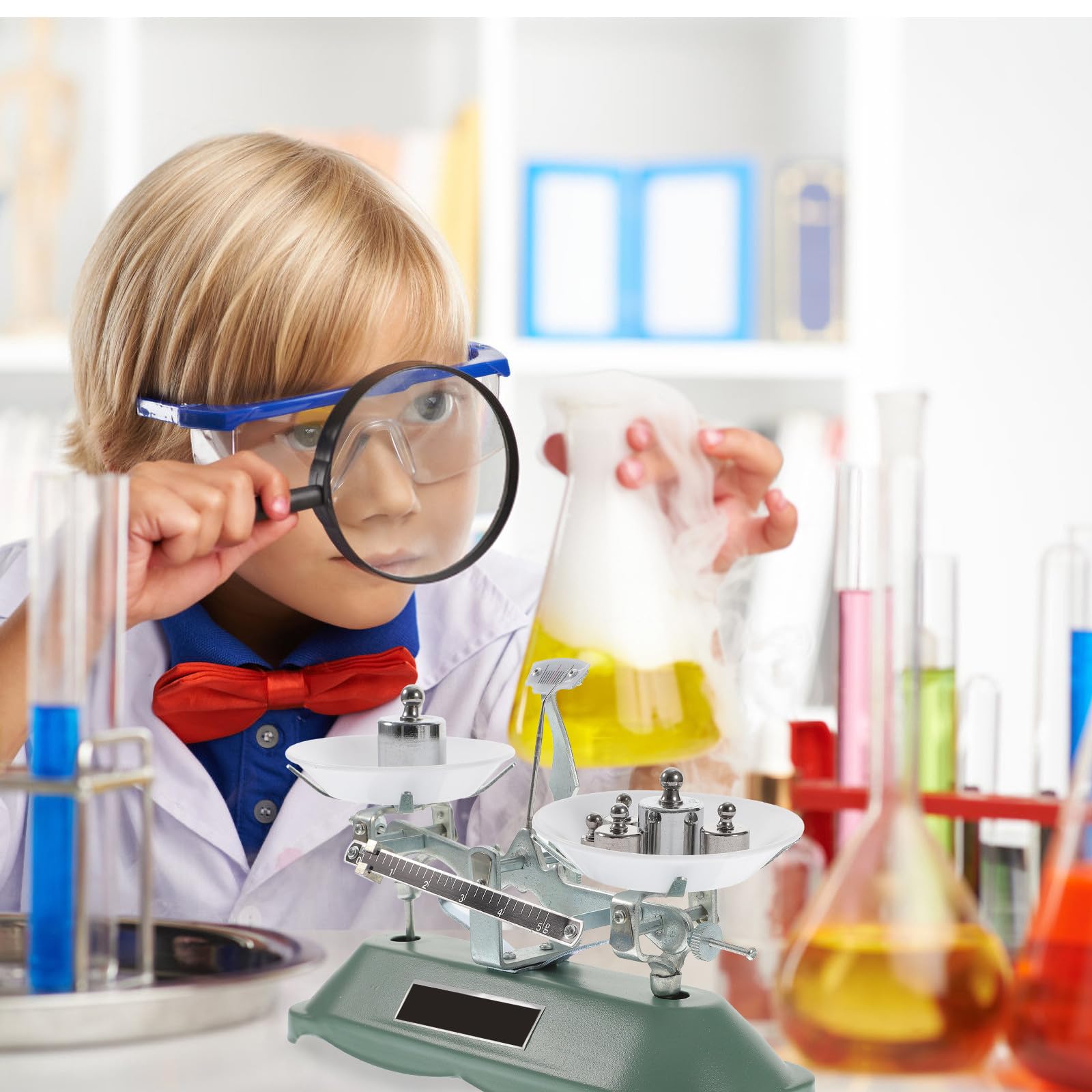 Balanza de laboratorio portátil triple haz con pesas y pinzas para balanza mecánica precisa para experiencias científicas y educativas