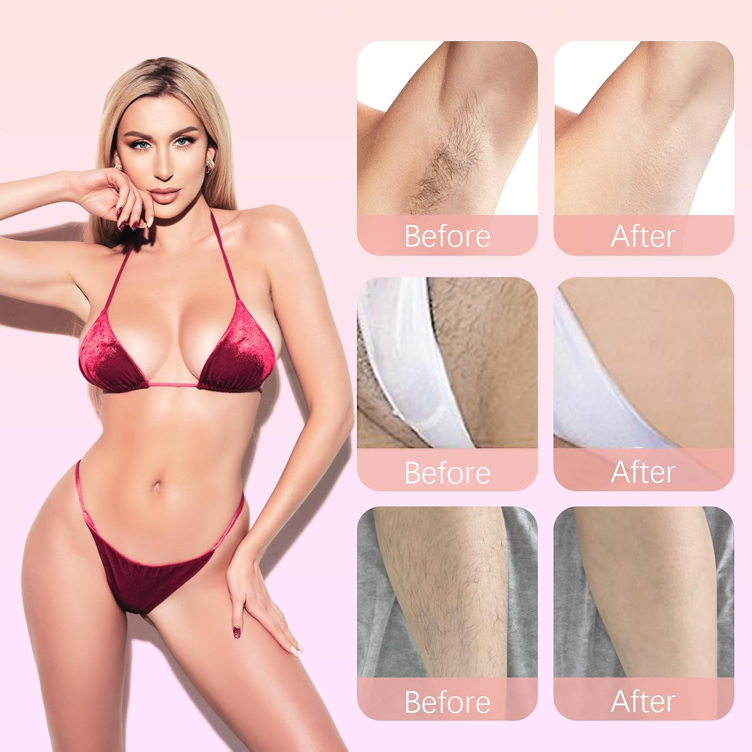 Bikini Trimmer for Women, 2-in-1 Dual Head Electric Razors for Women Pubic Hair, Waterproof Body Hair Trimmer and Face Shaver, Rechargeable Hair Removal for Bikini Legs Arm Sensitive Skin - Image 3