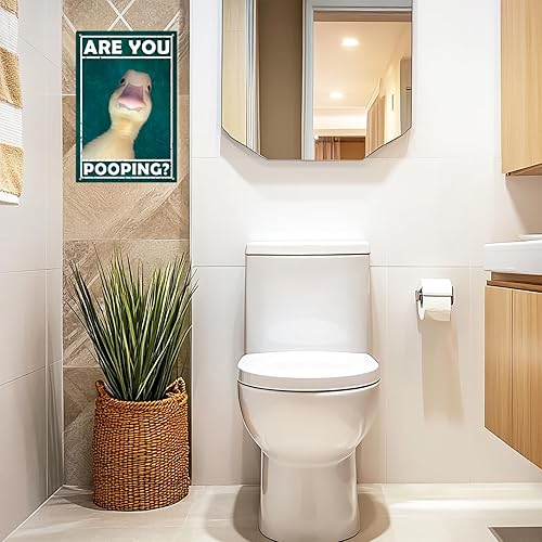 Miniatura 4 de ZKflager Letrero de metal con texto en inglés "Are You Pooping", diseño de pato divertido, retro, vintage, para baño, baño, baño, baño, pared, 8 x