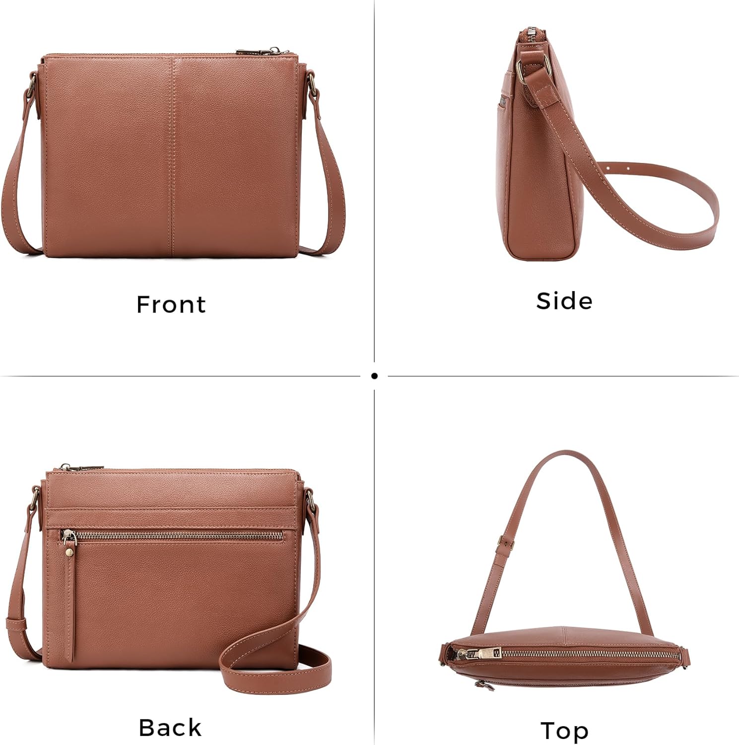 Genuine Leather Crossbody Purses for Women Travel Small Cross body Bag with Built in RFID Wallet Adjustable Shoulder Handbags - Image 7