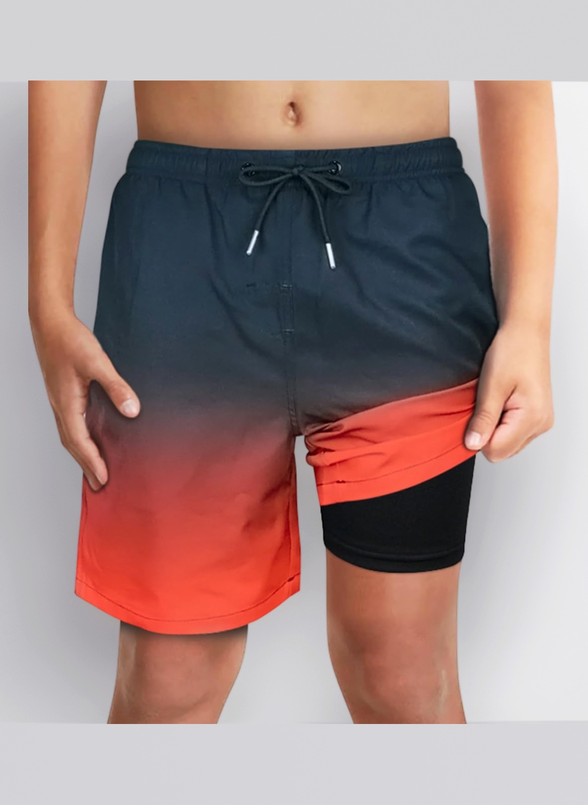 Boys Swim Shorts Red Black