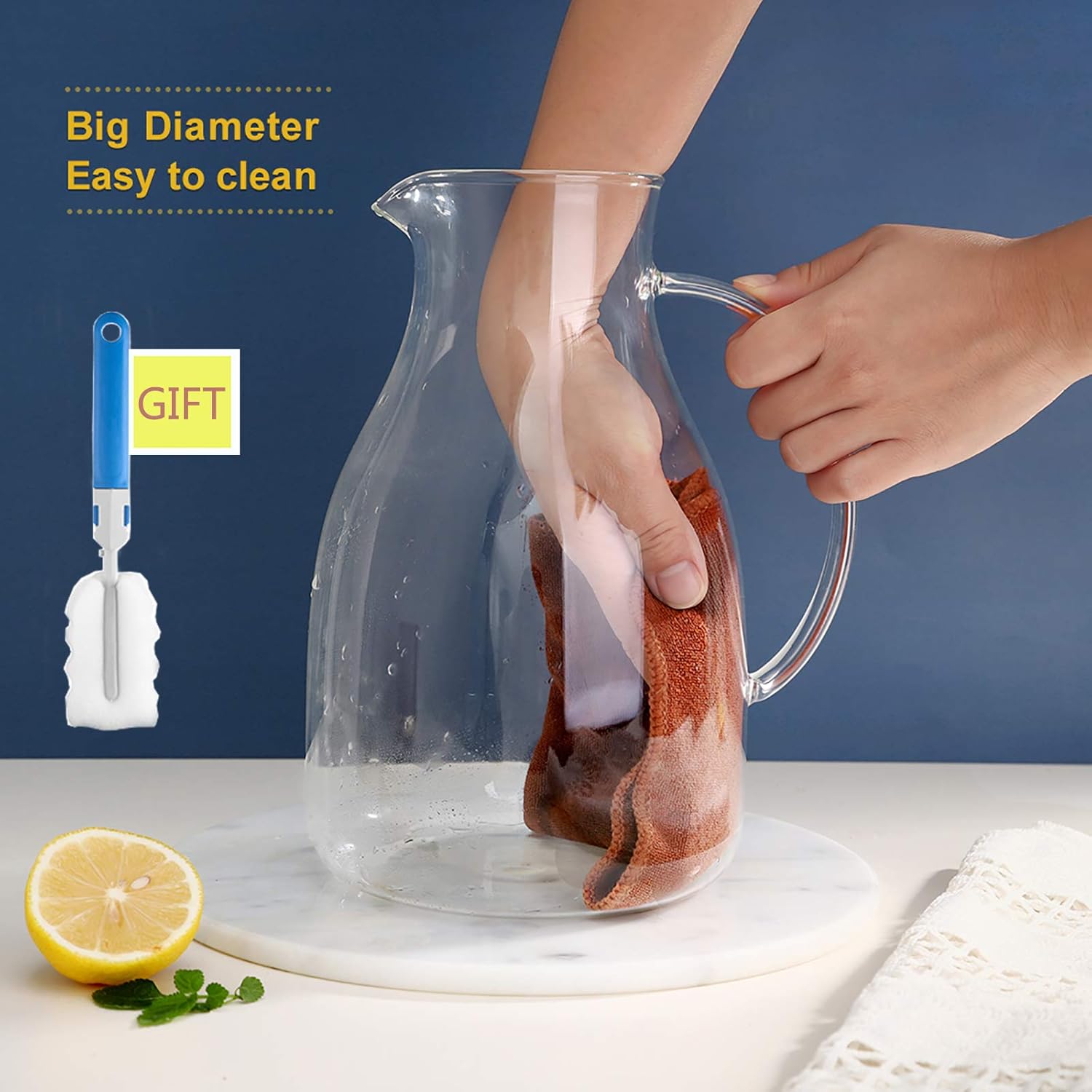  | 85 Ounces Glass Pitcher with Filter Lid/Water Carafe for Homemade Juice & Iced Tea,Stovetop Safe Beverage Jug: Carafes & Pitchers