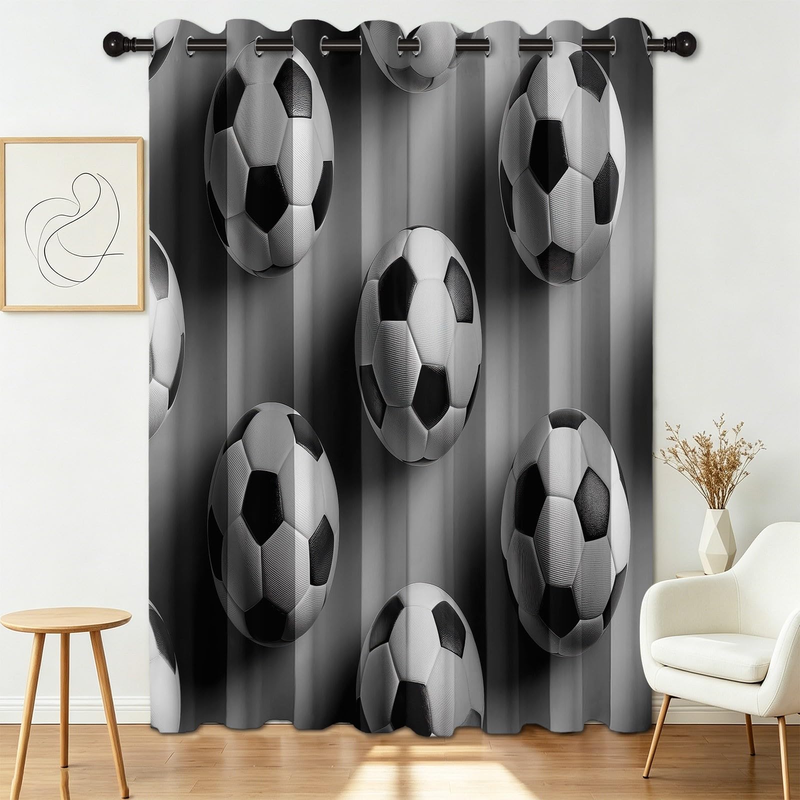 Rideaux occultants football 3D oeillets thermique chambre ado