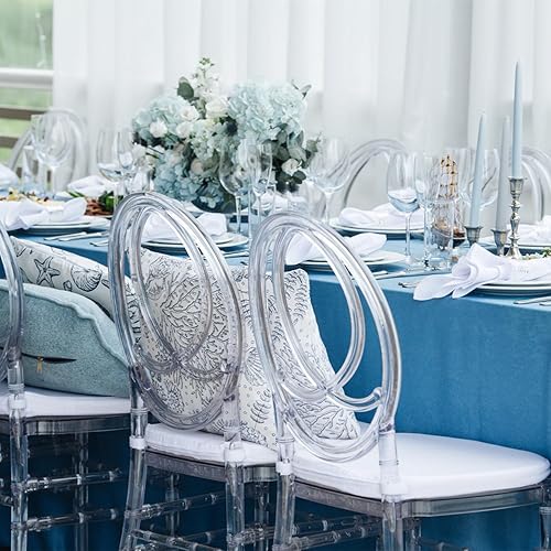 Miniatura 2 de TRIPLE TREE Juego de 4 sillas transparentes, sillas acrílicas de 16.1 pulgadas de ancho, modernas sillas fantasmas de cristal, sillas laterales de