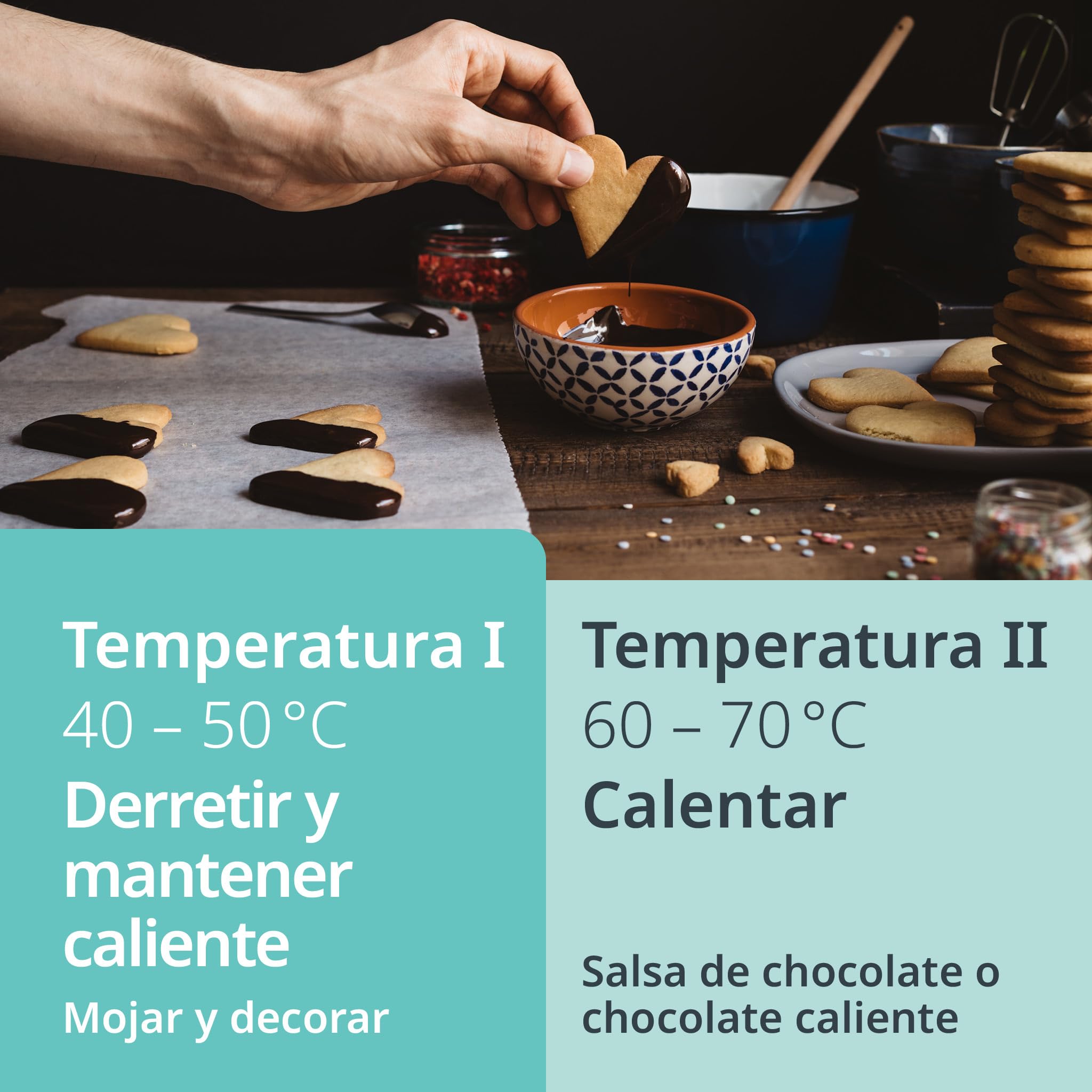 ADE Fondue eléctrica de chocolate con 2 niveles de temperatura | Fuente de chocolate con 8 tenedores | Chocolatera con recipiente extraíble con revestimiento de teflón | capacidad de 500 ml