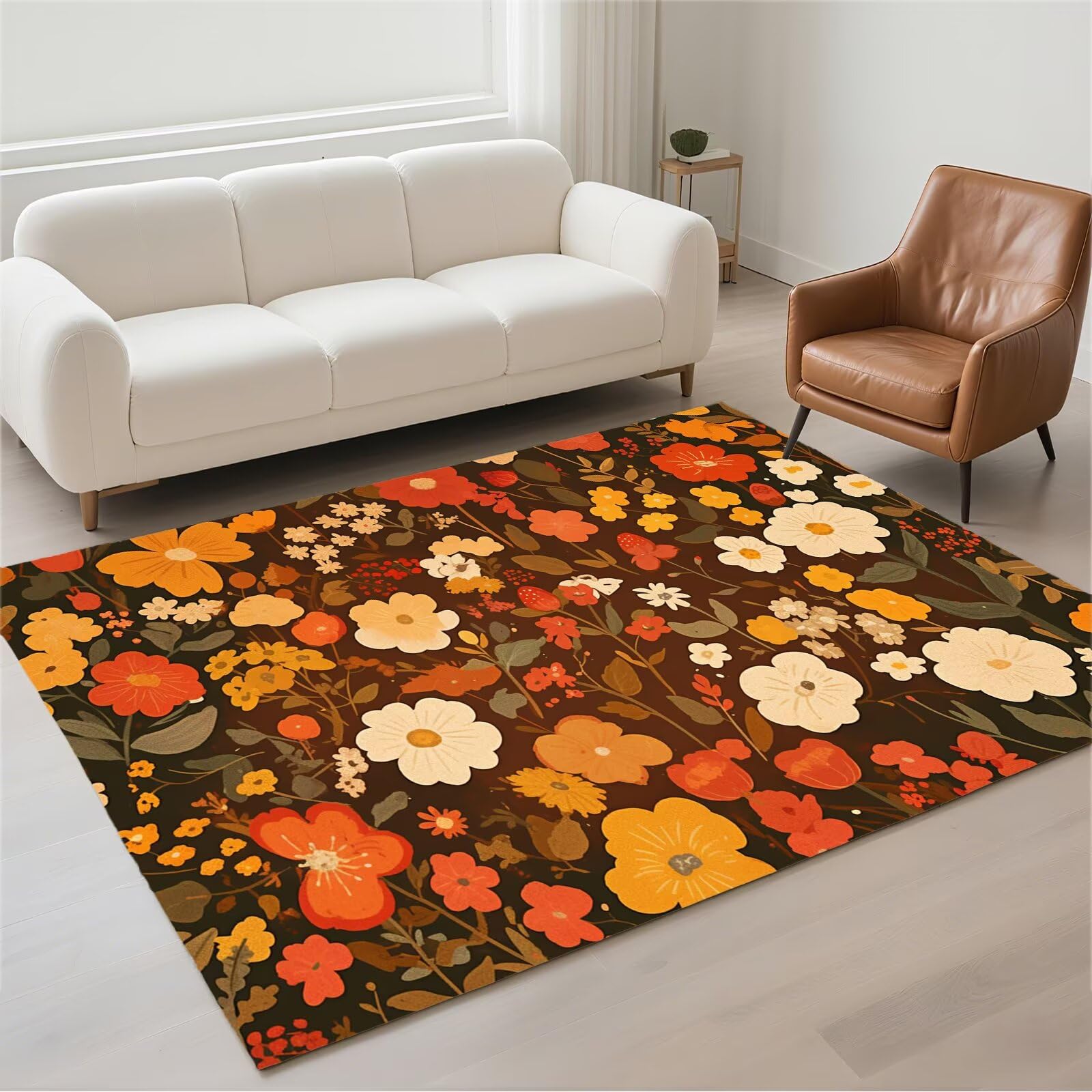 Tapis de salon imperméable marron idéal pour la cuisine