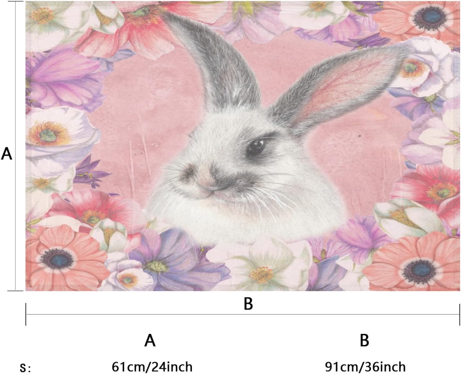 2' x 3' Easter Flowers in The Bunny Super Soft Area Rug for Kids Baby Nursery, Tie-Dyed Soft Fluffy Rugs for Bedroom, Carpet for Kids Room