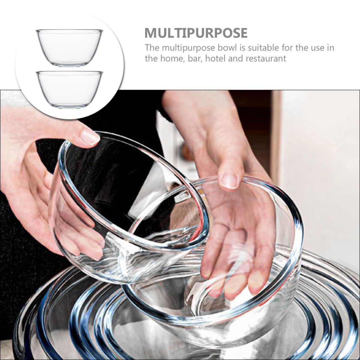 Housoutil Cuencos de Vidrio Multiusos 2 Piezas 500 Ml Tazones para Mezclar y Servir Ensaladas Postres y Sopas Aptos para Hogar Restaurante y Celebraciones