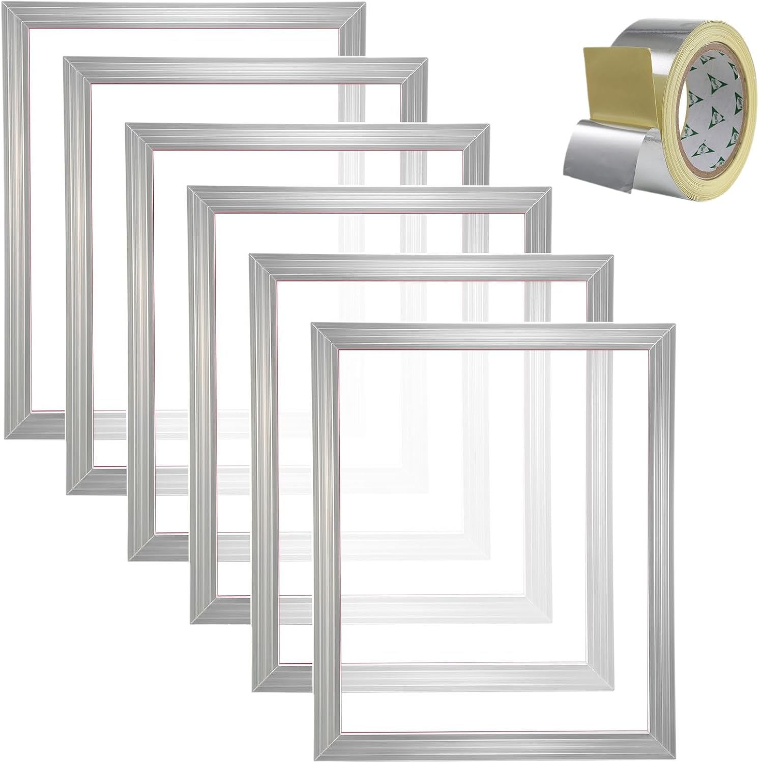 RDYYKUKHG 6-Piece 20x24in Aluminum Silk Screen Printing Kit with 305 Count High Tension Nylon Mesh and Sealing Tape for DIY T-Shirt & Craft Printing