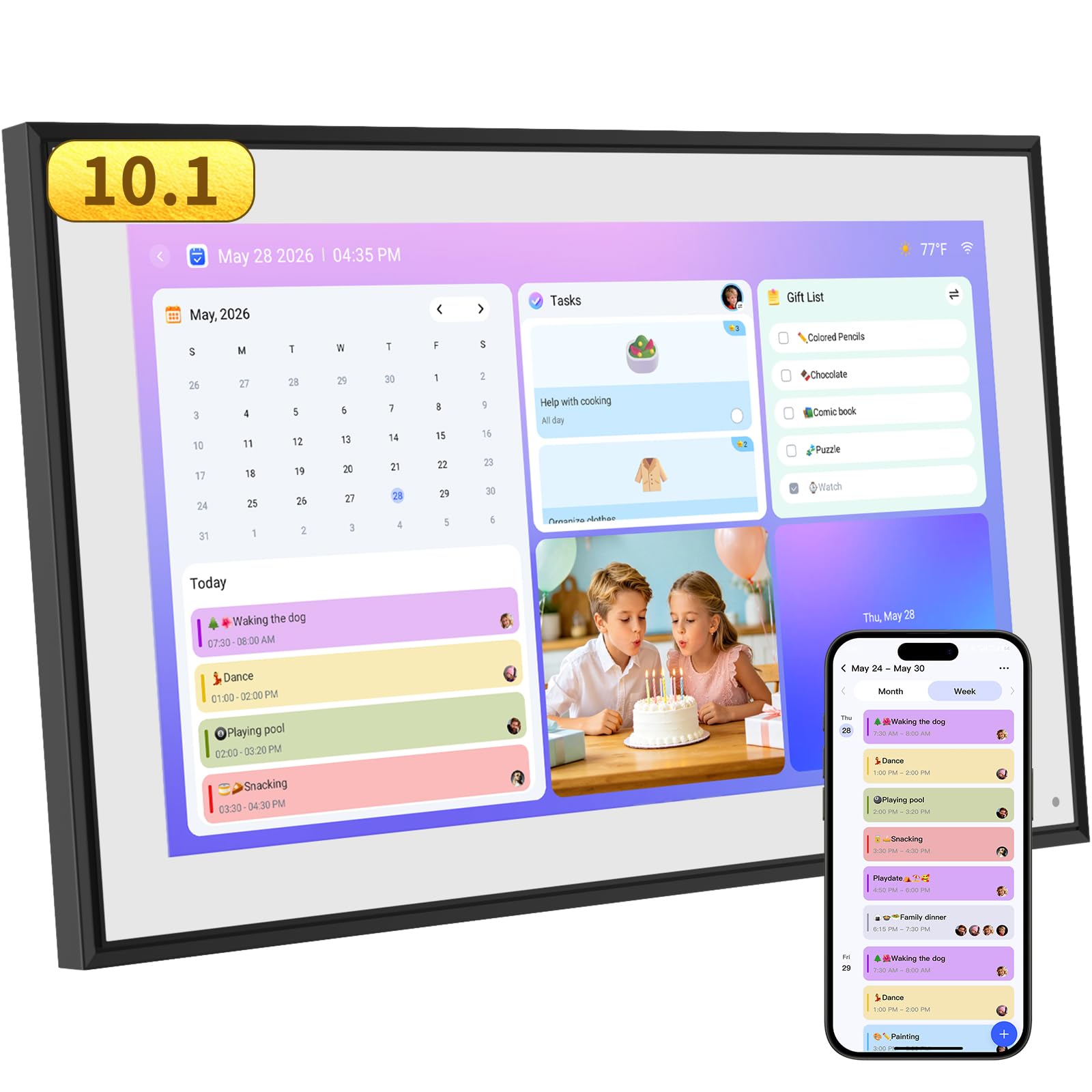 Herncptar 10.1 inch Smart Digital Calendar with Chore Chart