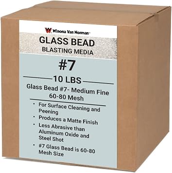 Winona Van Norman Glass Bead #7 Sand Blasting Media Medium-Fine Cleaning & Peening 60-80 Mesh 10lbs