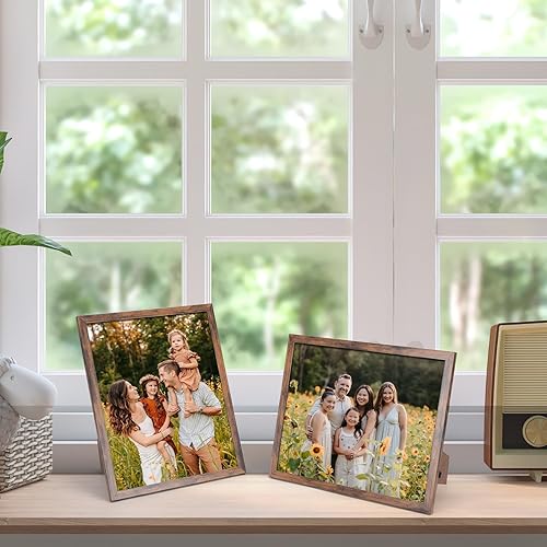 Miniatura 5 de Hoikwo Juego de 18 marcos de fotos de plástico marrón rústico de 8 x 10 pulgadas con cubierta de plástico para fotos familiares, obras de arte, peso