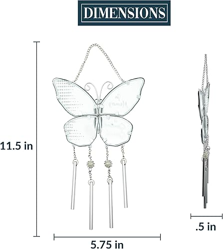 Miniatura 10 de Pavilion - Campanilla de viento colgante de mariposa para exteriores de 11.5 x 6 pulgadas, siempre y para siempre... en nuestros corazones, regalo