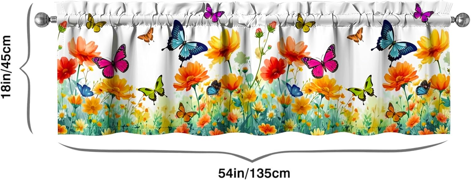 Butterfly Kitchen Valances Curtain for Small Window Drapes for Over Sink Ideas Short Tier for Kitchen Bedroom Bathroom