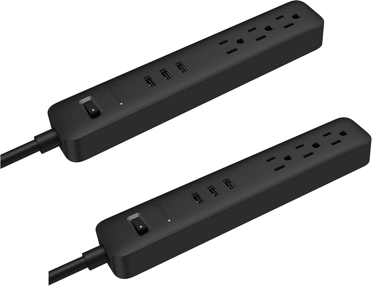 TP Quality 3 Outlet 3 Fast Charging USB Ports Switch Power Strip Surge Protector 4Ft Extension Cord with Flat Plug for Dorm Room Office Home Work iPhone iPad UL Listed Muti-Pack (Black)