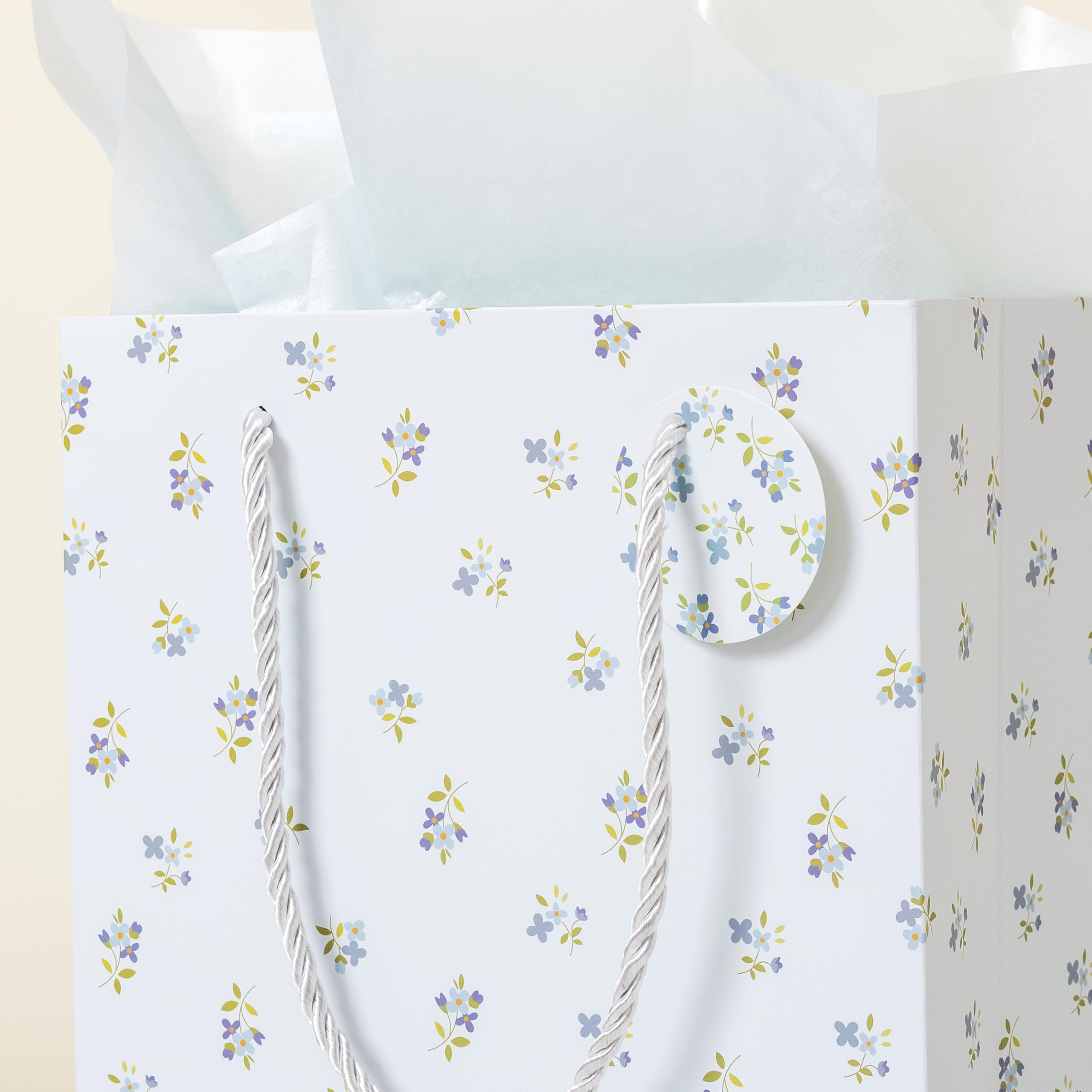Crisky Bags for Small Business, 4 Pack Medium Gift Bags with Handles, Wildflower Floral Wedding Gift Bag Medium Size Goodie Bags with Tissue Paper for Bridal Shower, Engagement, Birthday, Graduation