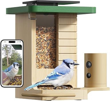 Birdfy Smart Bird Feeder with Camera Solar Powered, Night Insight & Slow-Motion Video for Outdoors & Backyard Birds Watching,