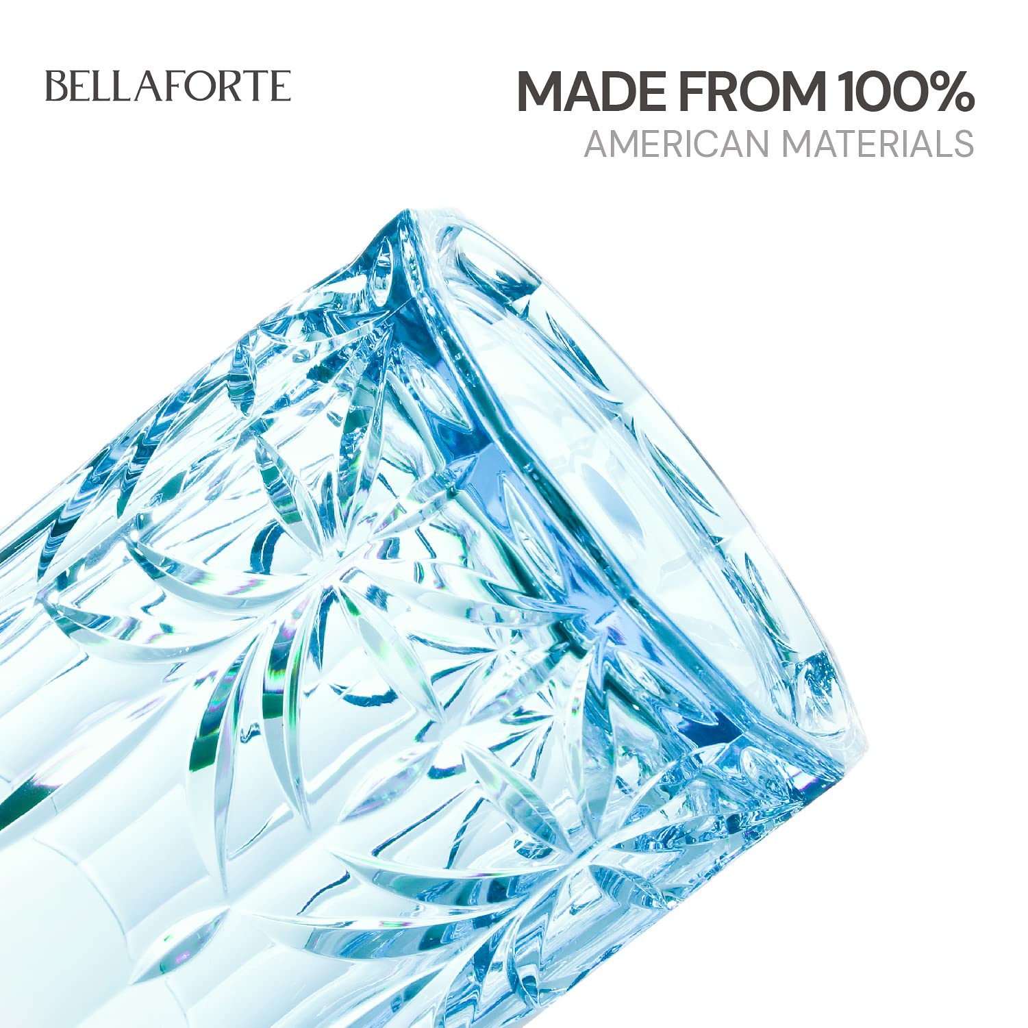 BELLAFORTE Lot de 4 verres courts incassables en plastique Tritan de 388,5 g – Myrtle Beach – Verres à whisky incassables – Sans BPA – Passe au lave-vaisselle – Bleu