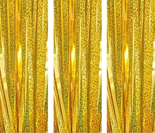 AILEXI 3 Pack 3.2ft*8.2ft Metallic Tinsel Curtains Foil Fringe Shimmer Streamers Curtain Door Window Decoration for Party Supplies - Laser Silver
