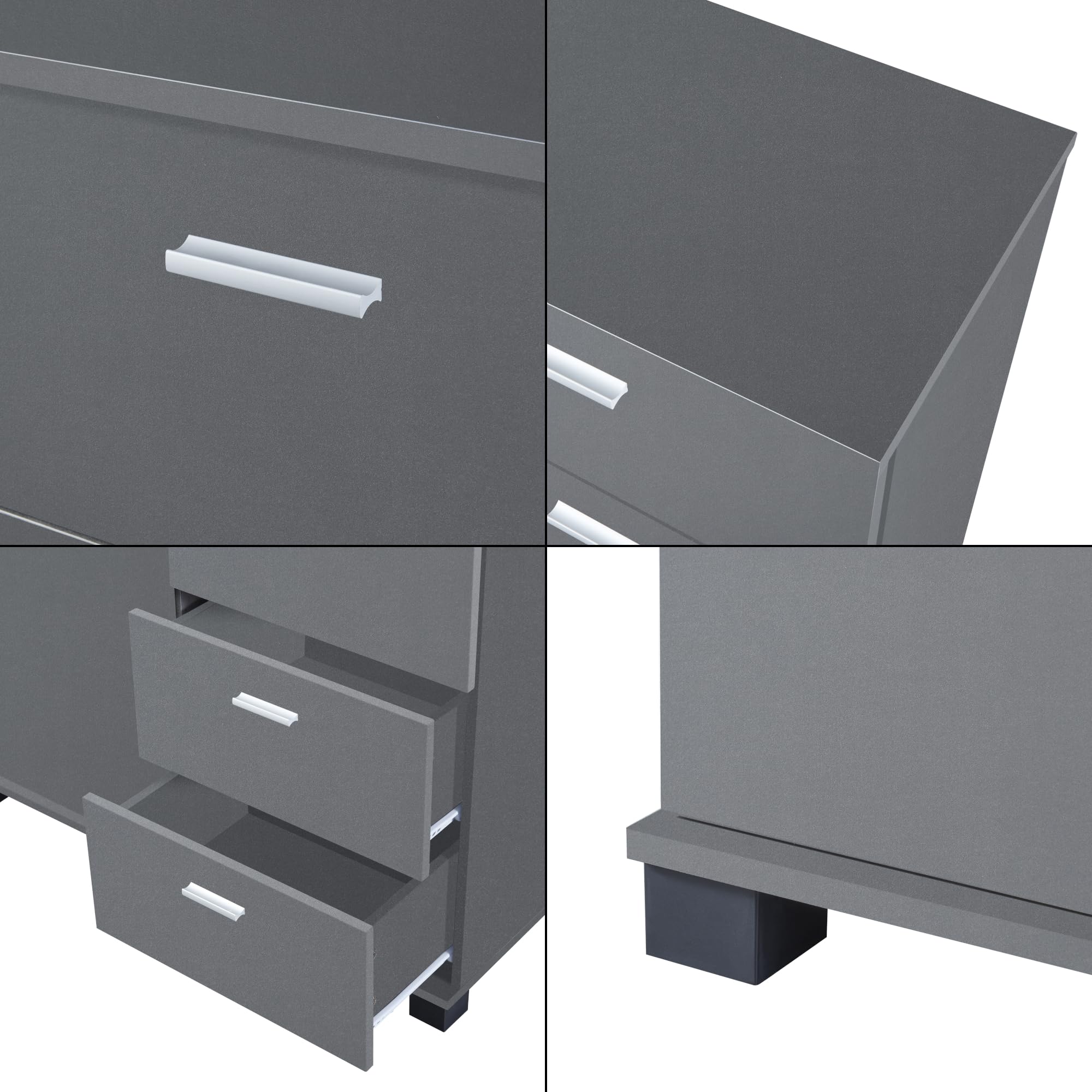 [en.casa] Madia Comò con Cassettiera Armadio Basso con 4 Cassetti e Anta Armadietto Stretto Multiuso Mobile Portascarpe 84 x 80 x 28 cm - Grigio Scuro