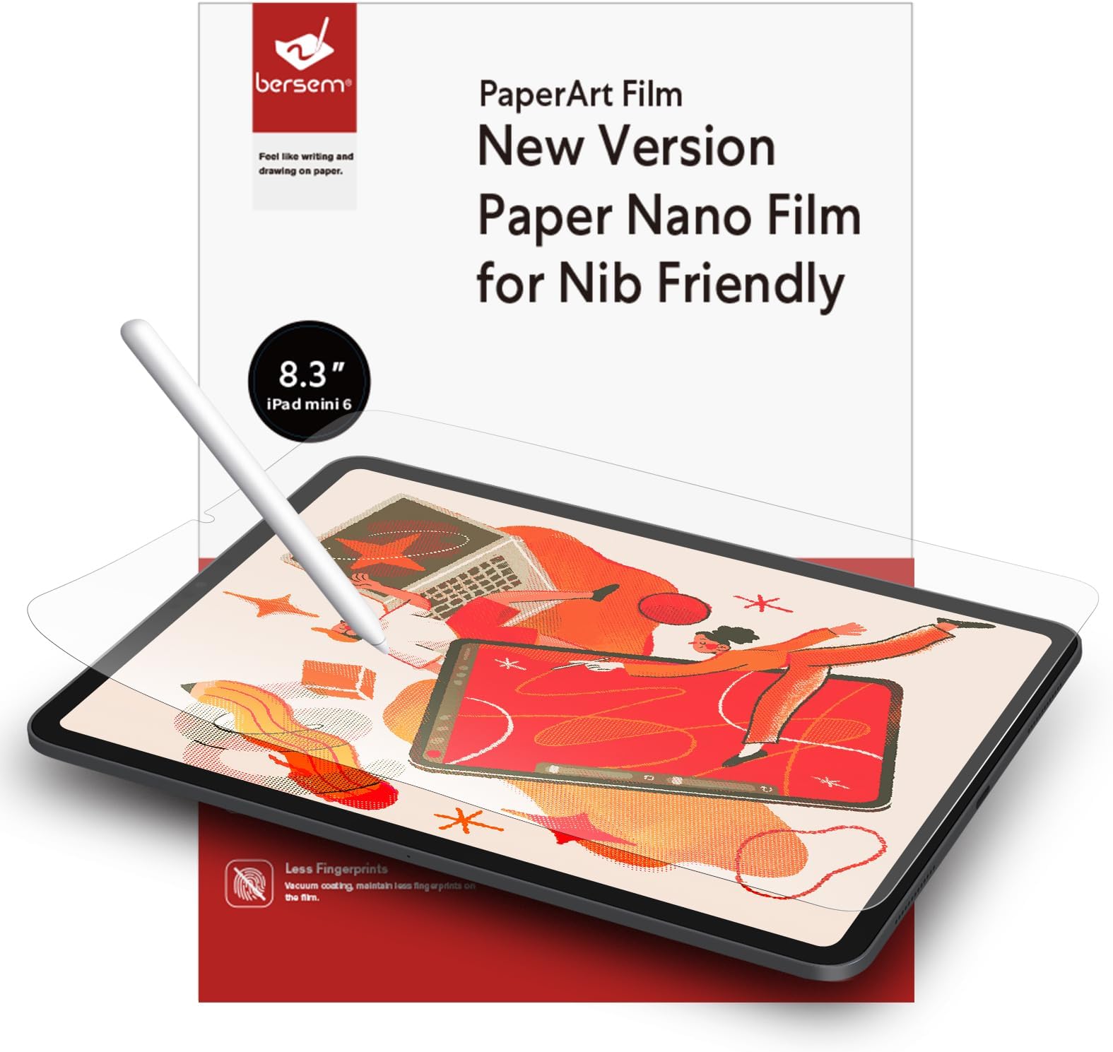 bersem [3 Pack Paper Screen Protector Compatible with iPad Mini 6 (8.3 inch) 2021 Anti Glare for iPad Mini 6th Generation Drawing Bubble Free High Touch Sensitivity Case Friendly