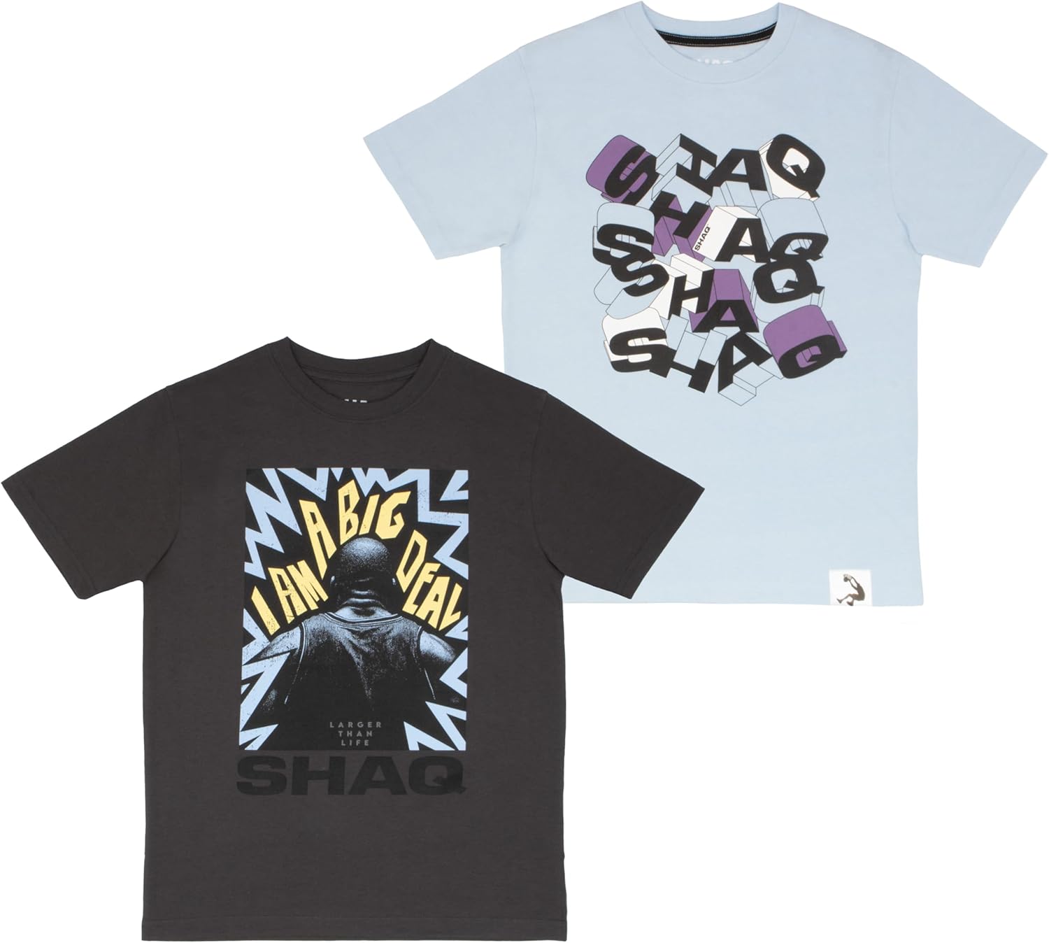 Shaq Boys’ T-Shirt 2-Pack - Soft Breathable Short Sleeve Crewneck T-Shirts, Comfortable Everyday Graphic Tees for Kids