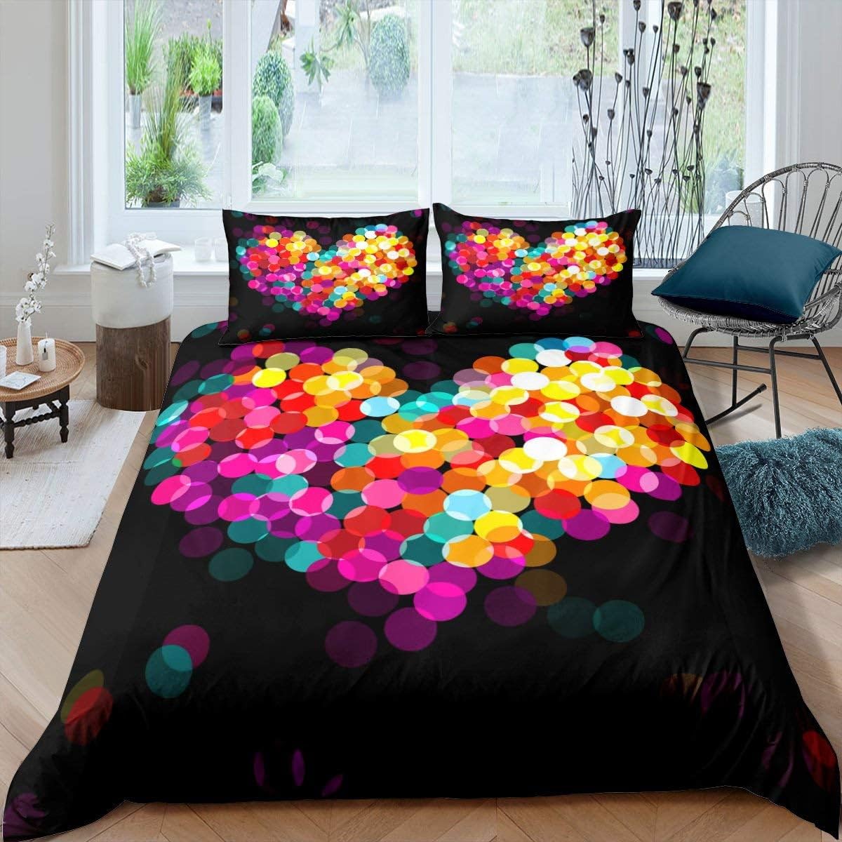 Parure de lit 240x220 moderne arc-en-ciel pour des nuits pleines d'amour