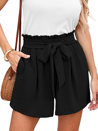 DEARCASE Womens High Waisted Tie Knot Summer Baggy Shorts with Pockets
