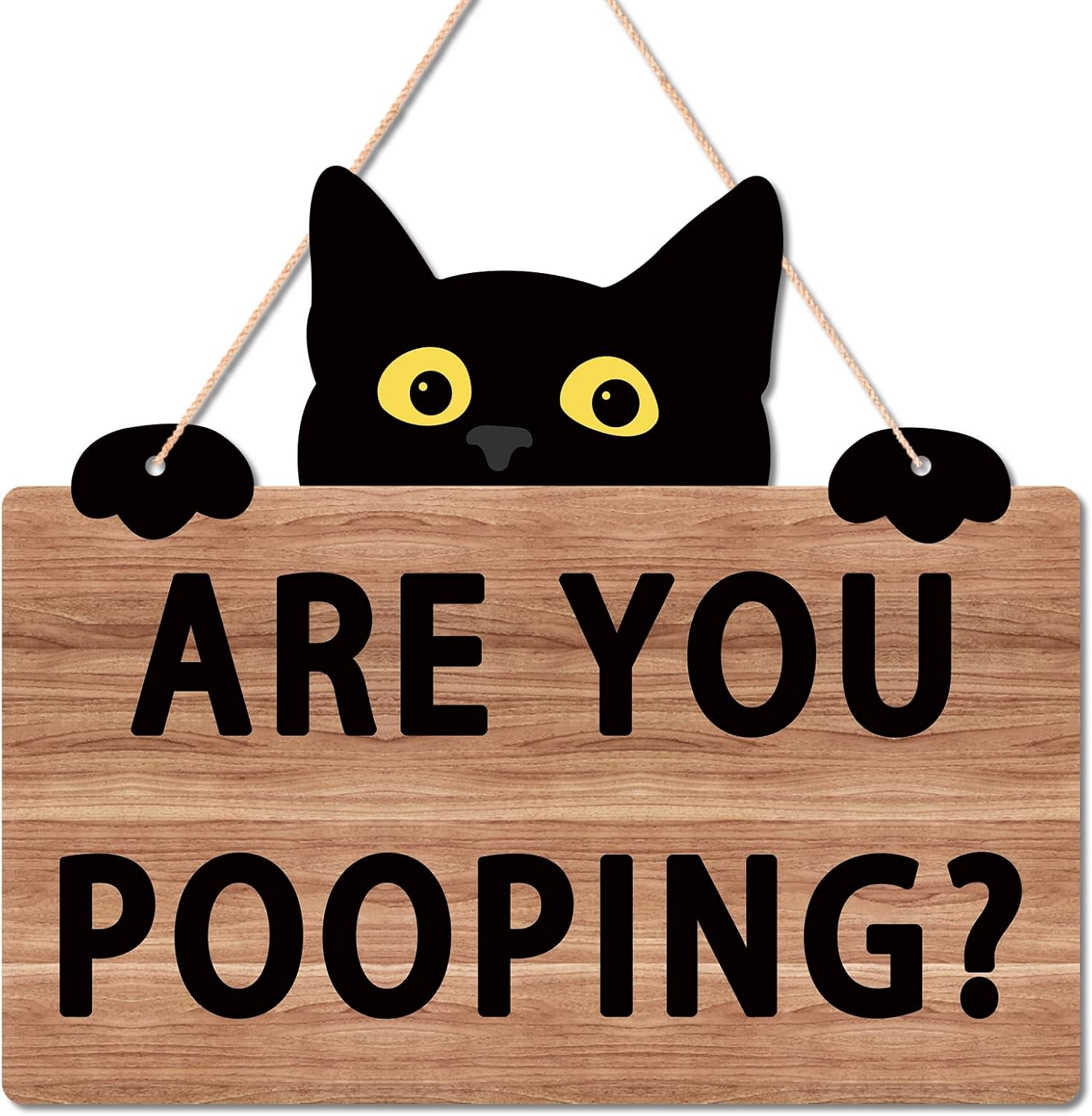 Amazon.com: Uflashmi Black Cat Are You Pooping Cat Sign, Funny Bathroom ...