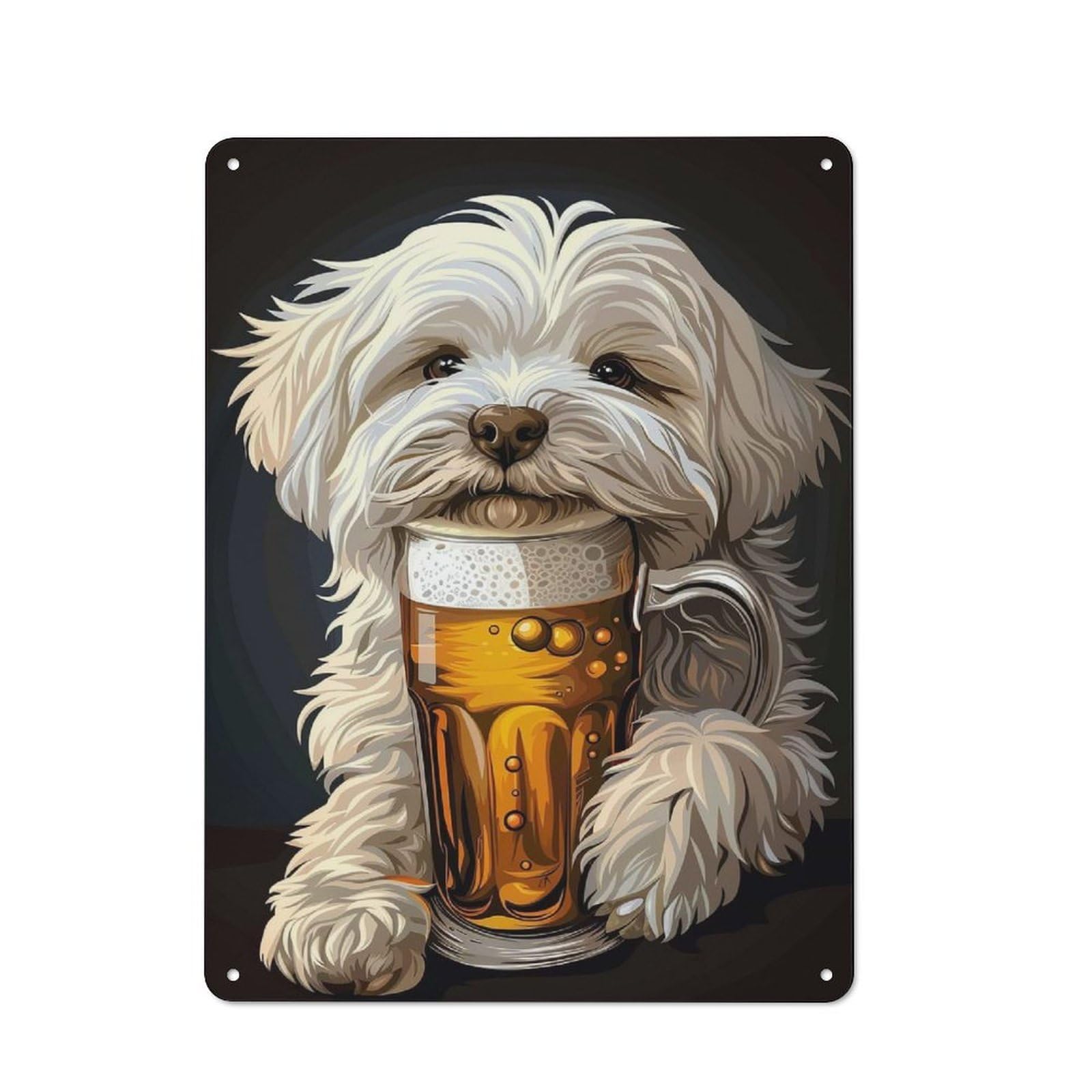 Junmoney Style-4 Maltese Beer Vintage Metal Wall Sign 40X30cm For Kitchen Or Home Bar, For Garage, Workshop And Man Cave Decoration