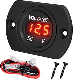 DaierTek Waterproof 12V-48V Red LED Digital Voltmeter Gauge for Car Truck RV ATV Boat Marine - Precise Battery Monitor