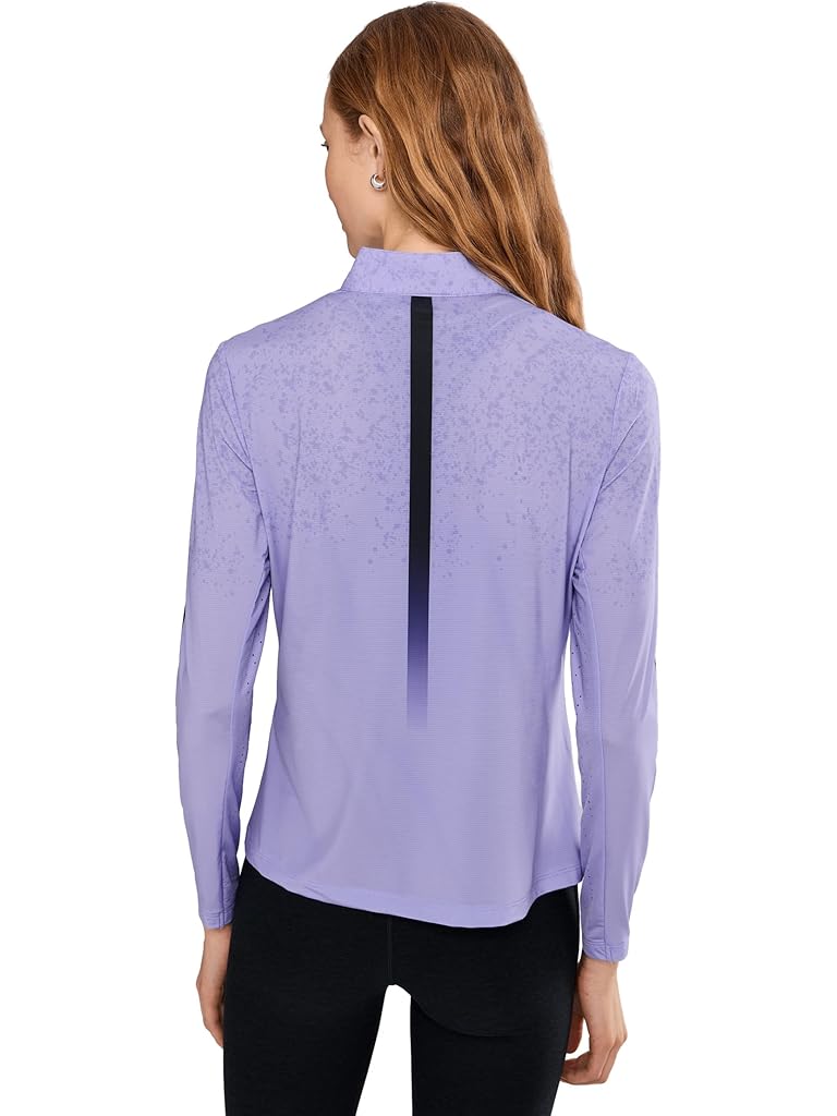 Purple Jamie Sadock Blocks Print Long Sleeve Sunsense 1/4 Zip Top